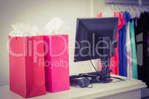 Two shopping bags on a counter