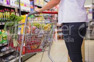 woman buy products with her trolley