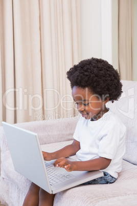 Little boy using a laptop