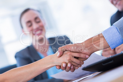 Business people shaking hands during meeting