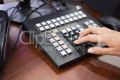 Close up view of woman using machine