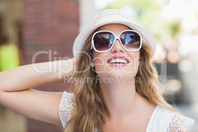 Pretty hipster woman enjoying the sun