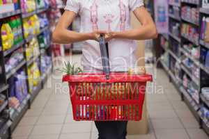 Portrait of smiling pretty woman buying products