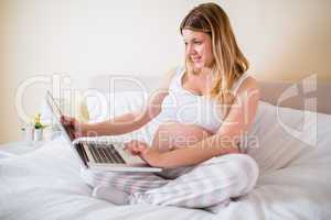 Pregnant woman using laptop computer