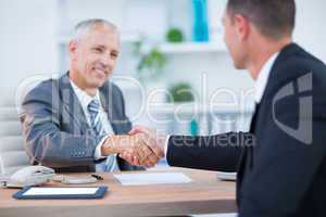 Happy businessmen shaking hands