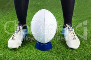 Rugby player ready to make a drop kick