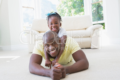 Happy smiling father with her daughter