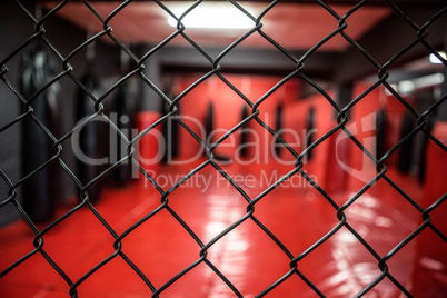 Boxing area behind fence
