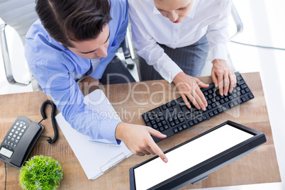 Coworker working with a laptop