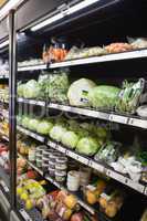 Vegetable shelf at the supermarket