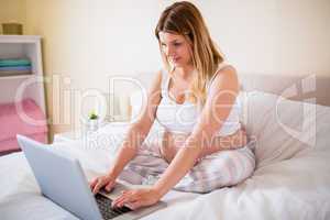 Pregnant woman using laptop computer