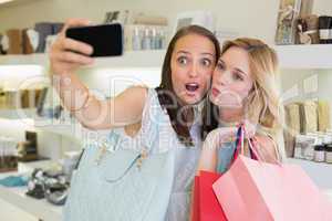 Happy women friends taking a selfie