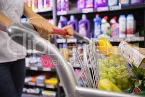 woman buy products with her trolley