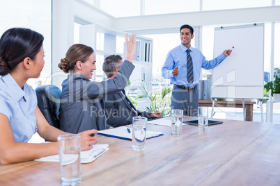 Business people talking during a meeting
