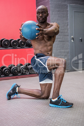 Young bodybuilder doing excercises