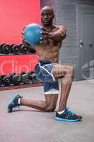 Young bodybuilder doing excercises