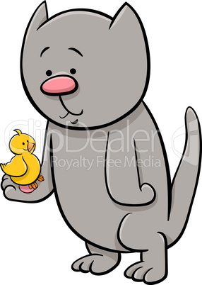 cat with canary cartoon illustration