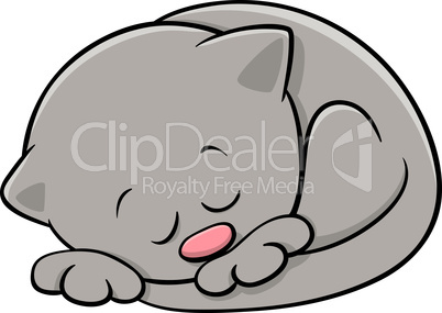 sleeping kitten cartoon illustration