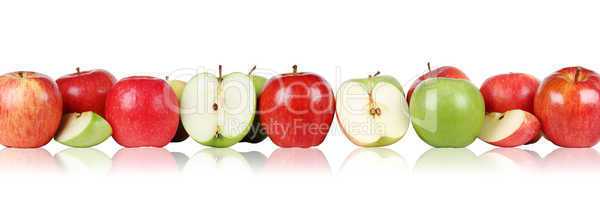 Apfel Früchte Äpfel in einer Reihe Freisteller