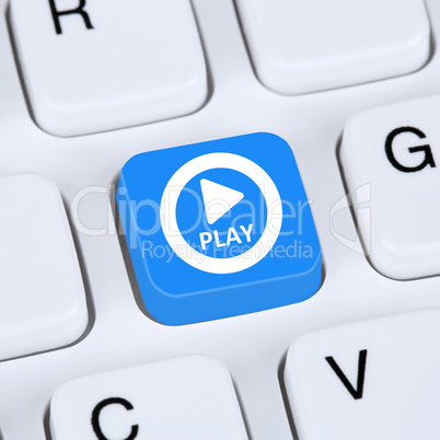 Computer Konzept Play Button zum Musik oder Film hören im Inter