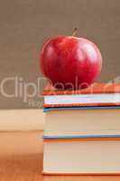 Books And Red Apple