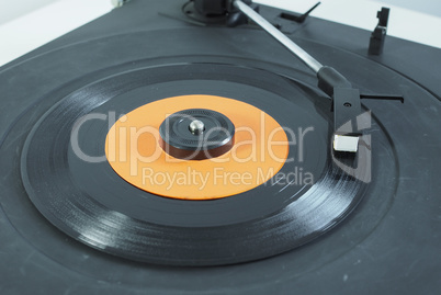 Vinyl record on turntable