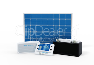 Photovoltaik Set mit Laderegler, Batterie und Wechselrichter 2