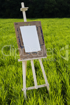 Easel with a blank sheet