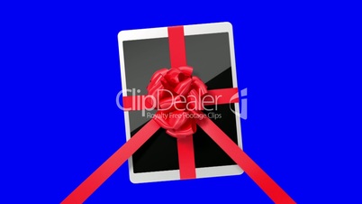 Tablet pc with a red ribbon