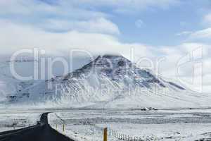 Impressive snowy volcanic landscape