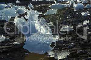 Ice floes at glacier lagoon Jokulsarlon in the evening sun