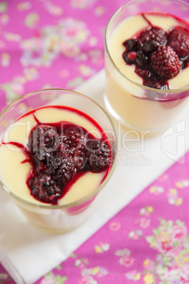 Vanillepudding mit Beerenkompott