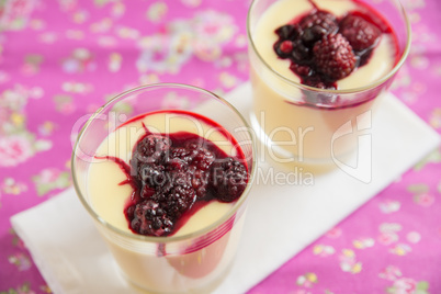 Vanillepudding mit Beerenkompott