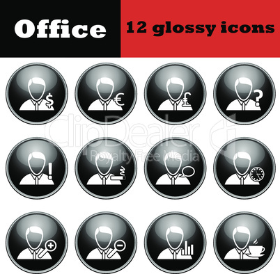 Set of business people glossy icons