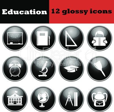 Set of education glossy icons