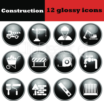 Set of construction glossy icons