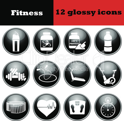 Set of fitness glossy icons
