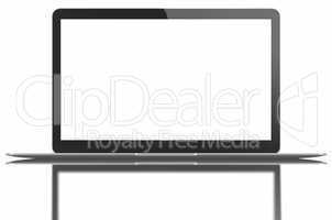 Silver Laptop with blank white screen
