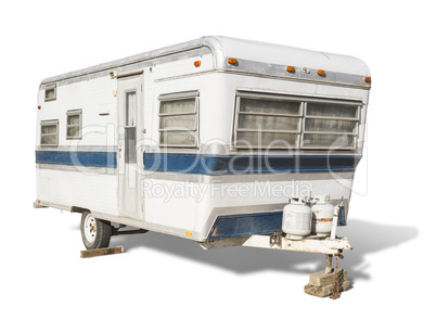 Classic Old Camper Trailer on White