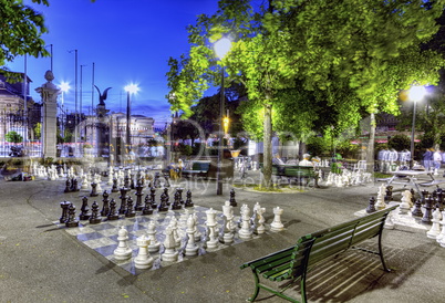 Outdoor chessgame, Bastions park, Geneva, Switzerland, HDR