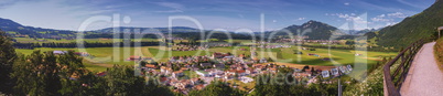 Panoramic view of Gruyeres area, Fribourg, Switzerland