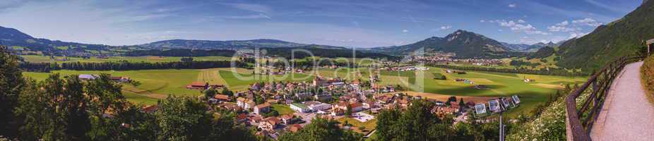 Panoramic view of Gruyeres area, Fribourg, Switzerland