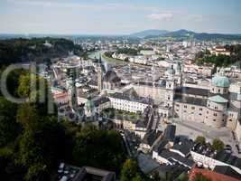 Beautiful view from the fortress at the old town, Salzburg, Aust