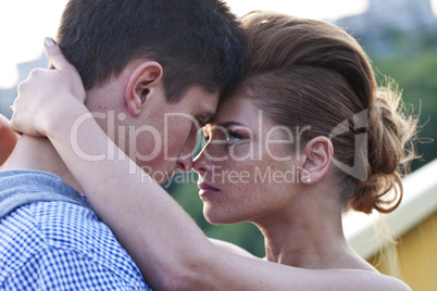 beautiful young couple close-up portrait