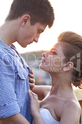 beautiful young couple close-up portrait