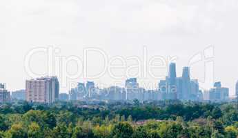 Mississauga urban skyline and trees