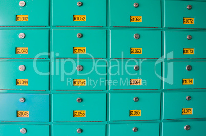 Postal box with numbers and locks