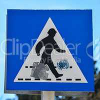 Greek crosswalk sign pedestrian crossing