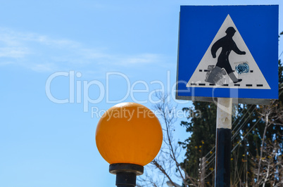 Greek crosswalk sign pedestrian crossing