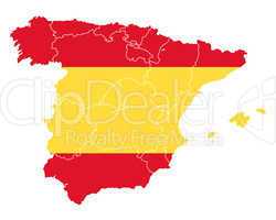 Karte und Fahne von Spanien